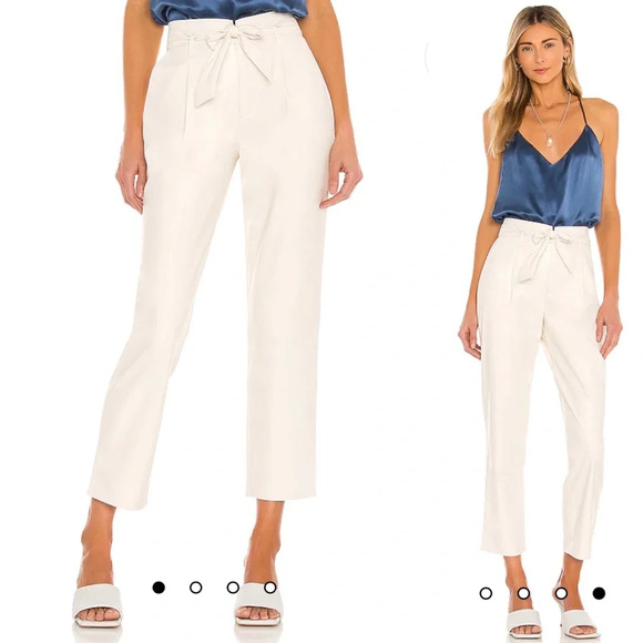 NWT $229 Paige Melila Vegan Leather Pant in Ecru High Waist...